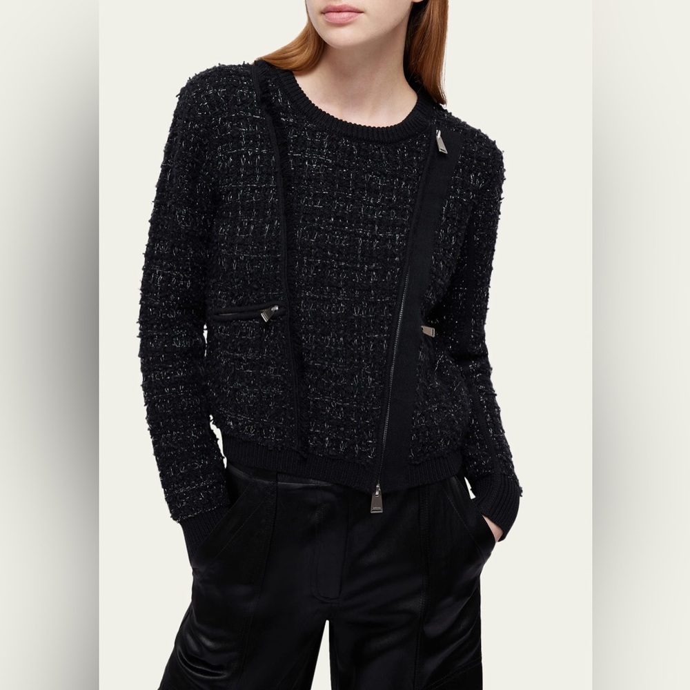 NWT $550 Simkhai Alamdea Asymmetric Zip-front Jacket In Black Multi